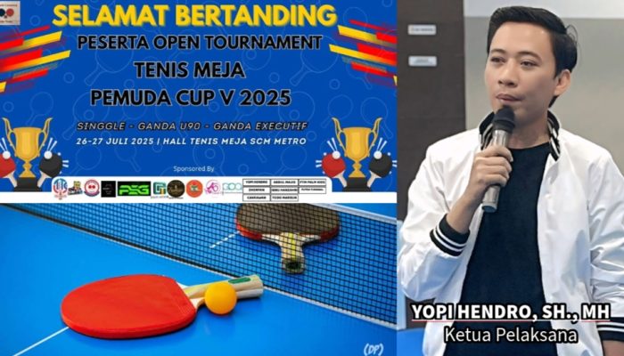 Tournament Tenis Meja Pemuda Cup V Lampung 2025 Digelar, Ketuplak Ucap Terimakasih Kepada Owner SCM Metro