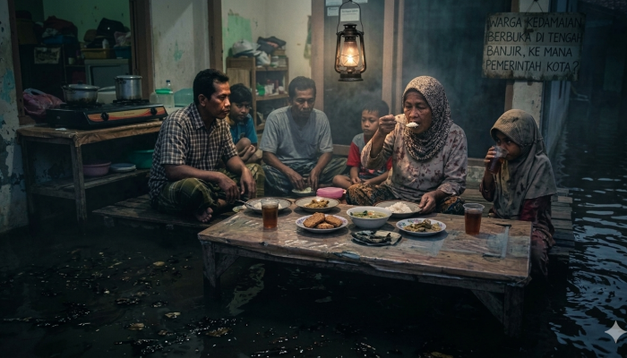 Warga Kedamaian Berbuka di Tengah Banjir, Ke Mana Pemerintah Kota?
