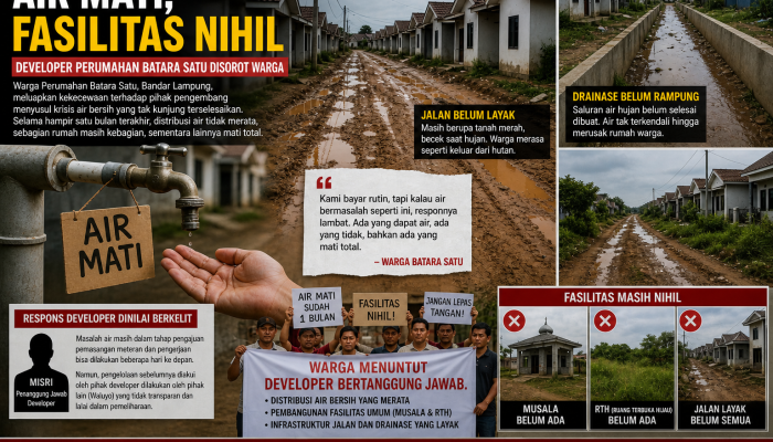 Air Mati, Fasilitas Nihil Developer Perumahan Batara Satu Disorot Warga